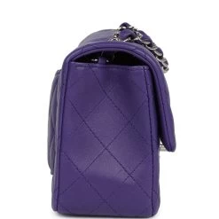 Chanel Mini Rectangular Flap Dark Purple Lambskin Silver Hardware -Online Bag Store C MN255 240228 1 04