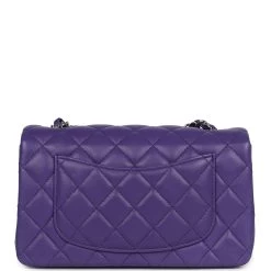 Chanel Mini Rectangular Flap Dark Purple Lambskin Silver Hardware -Online Bag Store C MN255 240228 1 05