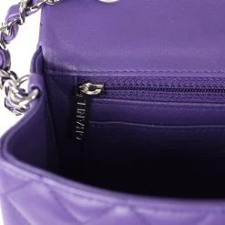 Chanel Mini Rectangular Flap Dark Purple Lambskin Silver Hardware -Online Bag Store C MN255 240228 1 10