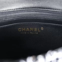 Chanel Mini Rectangular Top Handle Flap Black And White Sequin Tweed Light Gold Hardware -Online Bag Store C MN255 240229 1 09