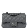 Chanel Mini Rectangular Flap Bag Dark Grey Caviar Silver Hardware -Online Bag Store C MN255 240229 2 01