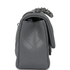 Chanel Mini Rectangular Flap Bag Dark Grey Caviar Silver Hardware -Online Bag Store C MN255 240229 2 04