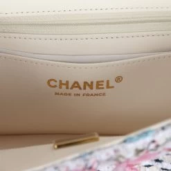 Chanel Mini Rectangular Flap Bag White/Pink/ Multicolored Tweed Light Gold Hardware -Online Bag Store C MN255 240305 2 CL 09