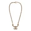 Vintage Chanel Gold Interlocking CC Hanging Pendant Necklace -Online Bag Store C N 010523 5 01
