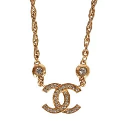 Vintage Chanel Gold Interlocking CC Hanging Pendant Necklace -Online Bag Store C N 010523 5 04