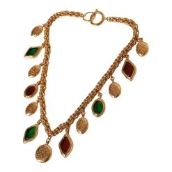 Vintage Chanel Gold Plated Colored Gripoix Necklace -Online Bag Store C N 010523 6 04