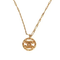 Vintage Chanel Gold Plated Crystal CC Charm Necklace -Online Bag Store C N 010523 9 04