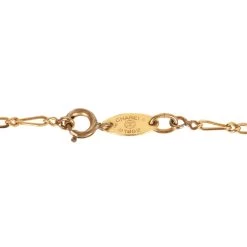 Vintage Chanel Gold Plated Crystal CC Charm Necklace -Online Bag Store C N 010523 9 05