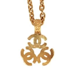 Vintage Chanel Gold Plated Triple Interlocking CC Necklace -Online Bag Store C N 011023 2 04