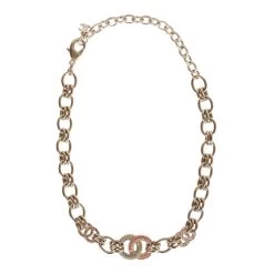 Chanel Gold And Multicolor Crystal CC Choker Necklace