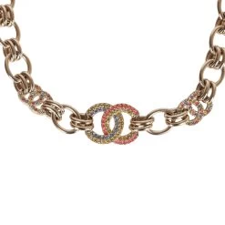 Chanel Gold And Multicolor Crystal CC Choker Necklace -Online Bag Store C N 011723 1 03