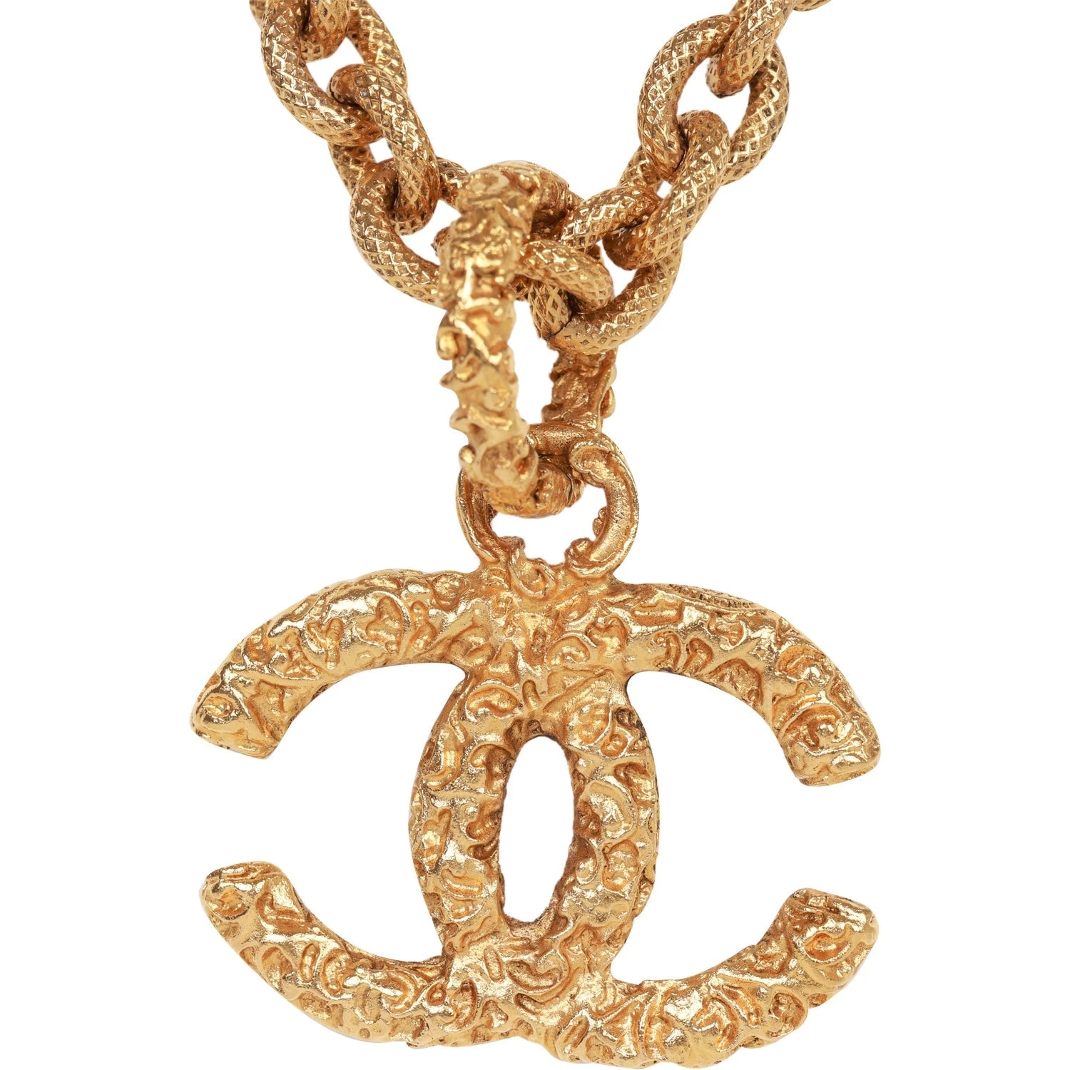 Vintage Chanel Gold Plated Lava CC Pendant Necklace 4 Vintage Chanel Gold Plated Lava CC Pendant Necklace - Image 2