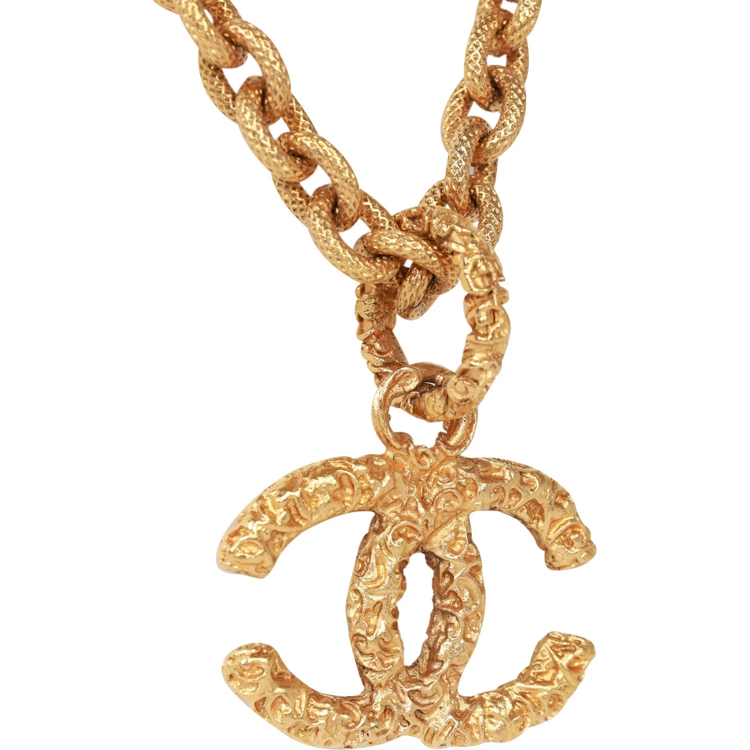 Vintage Chanel Gold Plated Lava CC Pendant Necklace 5 Vintage Chanel Gold Plated Lava CC Pendant Necklace - Image 3