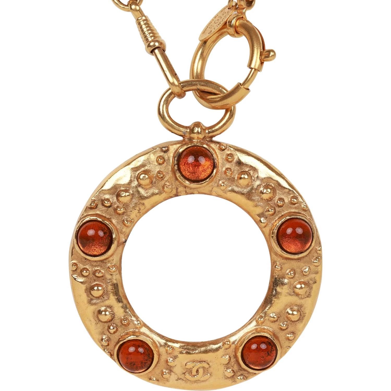 Vintage Chanel Gold Plated Gripoix Loupe Cocomark Necklace 4 Vintage Chanel Gold Plated Gripoix Loupe Cocomark Necklace - Image 2