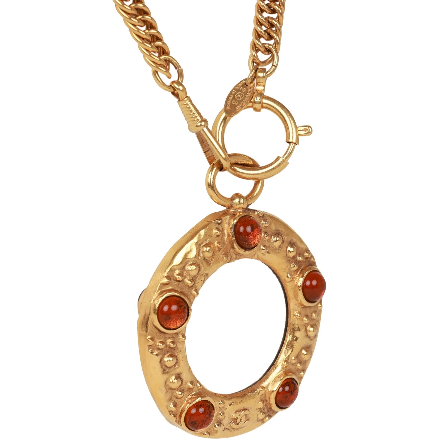Vintage Chanel Gold Plated Gripoix Loupe Cocomark Necklace 5 Vintage Chanel Gold Plated Gripoix Loupe Cocomark Necklace - Image 3
