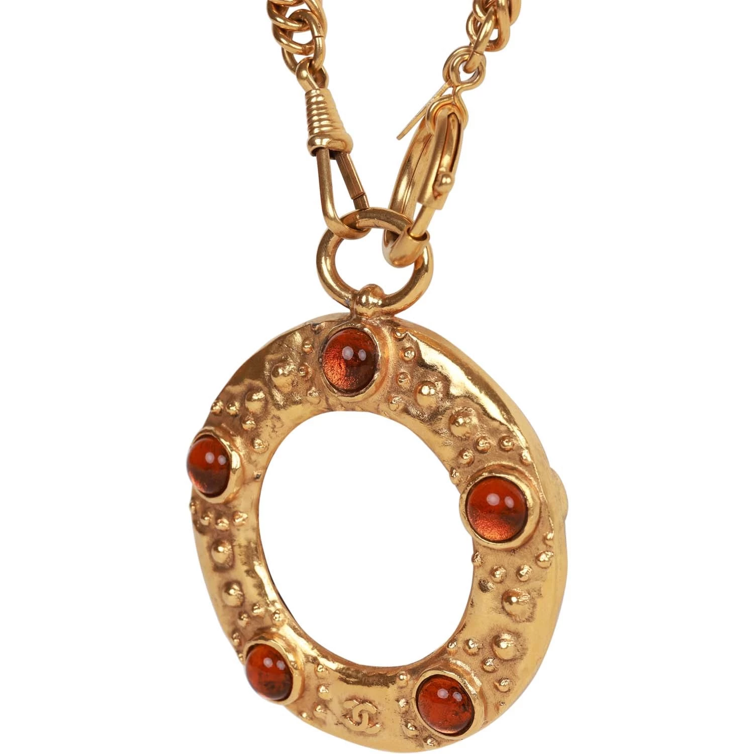 Vintage Chanel Gold Plated Gripoix Loupe Cocomark Necklace 6 Vintage Chanel Gold Plated Gripoix Loupe Cocomark Necklace - Image 4