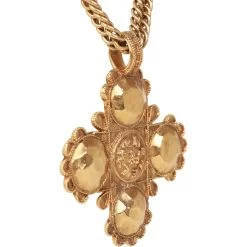 Vintage Chanel Gold Plated Lion Cross Pendant Necklace -Online Bag Store C N 230302 1 06