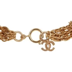 Vintage Chanel Gold Plated Triple Chain CC Necklace -Online Bag Store C N 230317 1 05