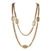 Vintage Chanel Gold Plated CC Oval Coin Charm Sautoir Necklace -Online Bag Store C N 230329 1 01