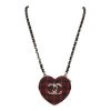 Chanel Red And Blue Plaid Heart Necklace Locket Light Gold Hardware -Online Bag Store C N 230508 1 01