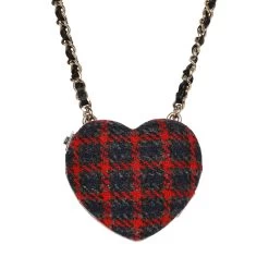 Chanel Red And Blue Plaid Heart Necklace Locket Light Gold Hardware 12 Chanel Red And Blue Plaid Heart Necklace Locket Light Gold Hardware -Online Bag Store C N 230508 1 05