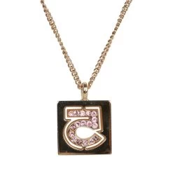 Vintage Chanel Vintage Pink No.5 Rhinestone Pendant Gold Necklace -Online Bag Store C N 230605 1 05