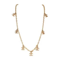 Vintage Chanel Gold Multi Charm CC Logo Necklace