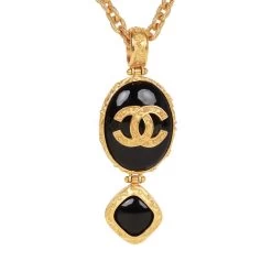 Vintage Chanel Gold Embossed CC Logo Pendant Necklace -Online Bag Store C N 230628 5 03
