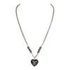 Chanel Black And Silver CC Crystal Heart Pendant Necklace