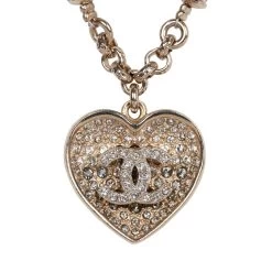 Chanel Black And Silver CC Crystal Heart Pendant Necklace 13 Chanel Black And Silver CC Crystal Heart Pendant Necklace -Online Bag Store C N 230629 1 03