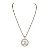 Chanel Large Logo Pearl And Light Gold Metal Pendant Necklace -Online Bag Store C N 230728 1 01
