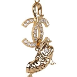 Chanel Layered Pearl, Gripoix, And Strass Gold Metal Fish Head Logo Necklace -Online Bag Store C N 230731 3 03