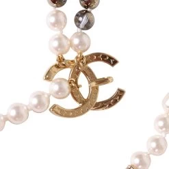 Chanel Long Pearl Necklace With Clear Gripoix, Strass, And Gold -Online Bag Store C N 230731 5 06