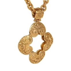 Vintage Chanel Gold Grapevine Mirror Pendant Necklace -Online Bag Store C N 230809 1 03