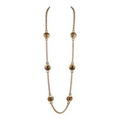 Vintage Chanel Medallion Cable Chain Gold Metal Necklace