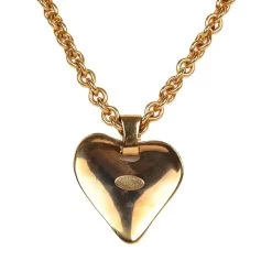 Vintage Chanel Long CC Heart Pendant Necklace Gold Metal -Online Bag Store C N 230920 1 04