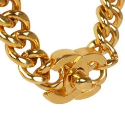 Vintage Chanel Turn Lock Necklace Gold Metal -Online Bag Store C N 231016 1 03