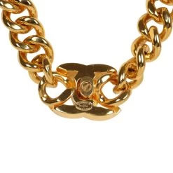 Vintage Chanel Turn Lock Necklace Gold Metal -Online Bag Store C N 231016 1 05