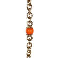 Chanel CC Beaded Sautoir Long Chain Necklace Orange Gold Metal -Online Bag Store C N 231019 1 03