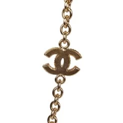 Chanel CC Beaded Sautoir Long Chain Necklace Orange Gold Metal -Online Bag Store C N 231019 1 04