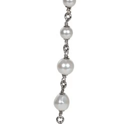 Chanel Silver Metal, White Strass, And White Pearl Logo And Hearts Sautoir Necklace -Online Bag Store C N 231116 1 05