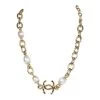 Chanel CC Gold Pearl Necklace Gold Hardware