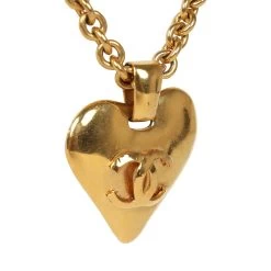 Vintage Chanel Gold CC Heart Pendant Necklace Gold Hardware -Online Bag Store C N 240118 1 03