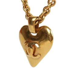 Vintage Chanel Gold CC Heart Pendant Necklace Gold Hardware -Online Bag Store C N 240118 1 04