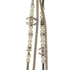 Chanel Pearl Flap Bag Pendant Necklace Light Gold Hardware -Online Bag Store C N 240130 1 YB 05