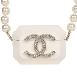 Chanel Crystal CC Resin & Pearls Airpod Pro Case Necklace Light Gold Hardware -Online Bag Store C N 240222 1 YB 03