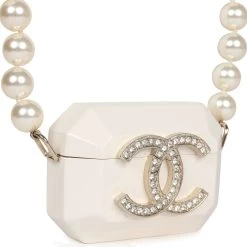 Chanel Crystal CC Resin & Pearls Airpod Pro Case Necklace Light Gold Hardware -Online Bag Store C N 240222 1 YB 04