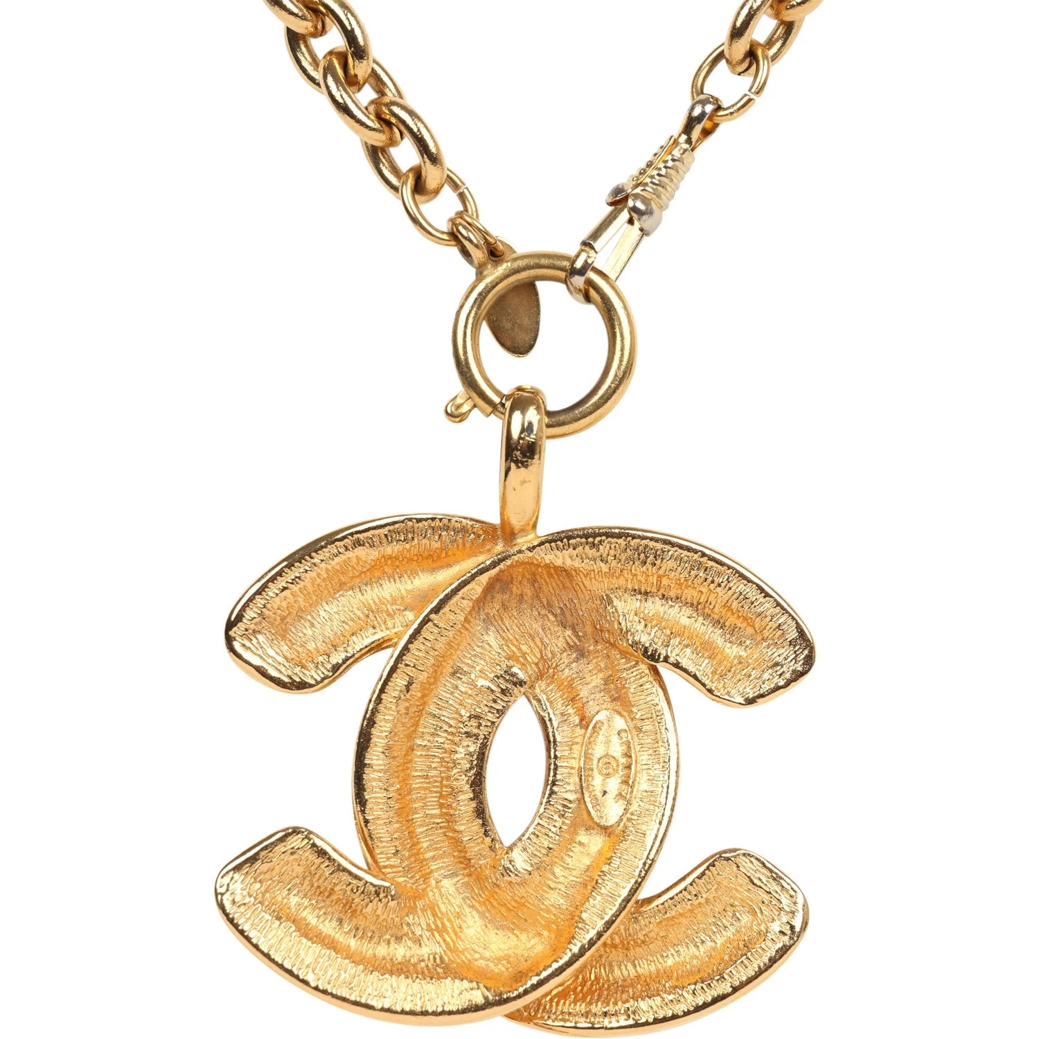 Vintage Chanel Large CC Quilted Pendant Necklace Gold Hardware 5 Vintage Chanel Large CC Quilted Pendant Necklace Gold Hardware - Image 3