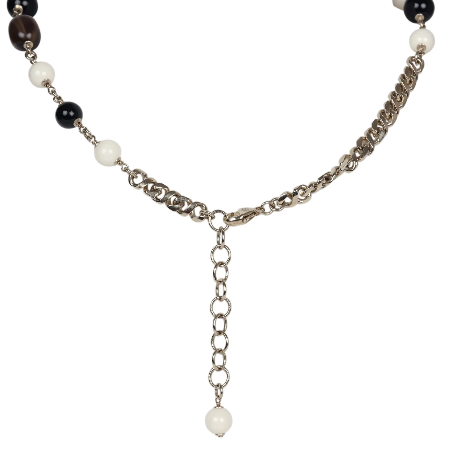 Chanel CC Long Beaded Necklace White/Black/Grey Light Gold Hardware 6 Chanel CC Long Beaded Necklace White/Black/Grey Light Gold Hardware - Image 4