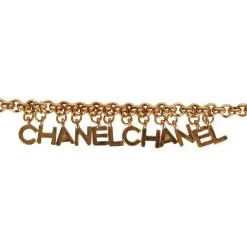 Vintage Chanel "Chanel" Logo Charms Turnlock Bracelet Gold Metal 9 Vintage Chanel "Chanel" Logo Charms Turnlock Bracelet Gold Metal -Online Bag Store C OT 230922 1 02